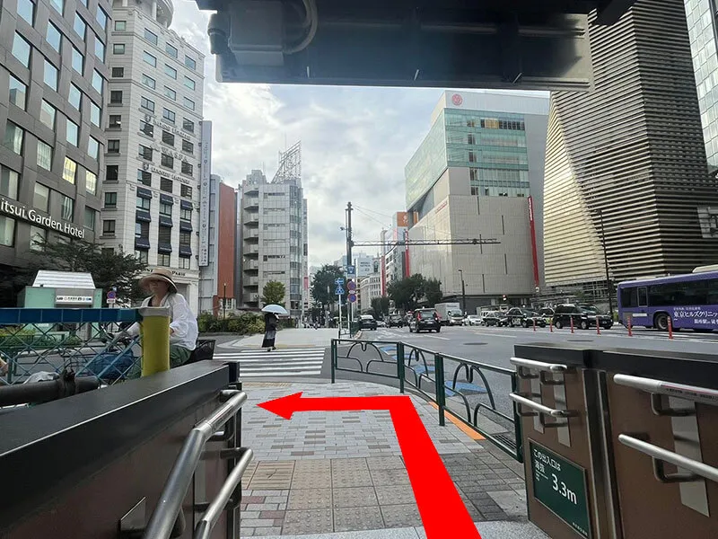 After exiting the station, go to the left side.